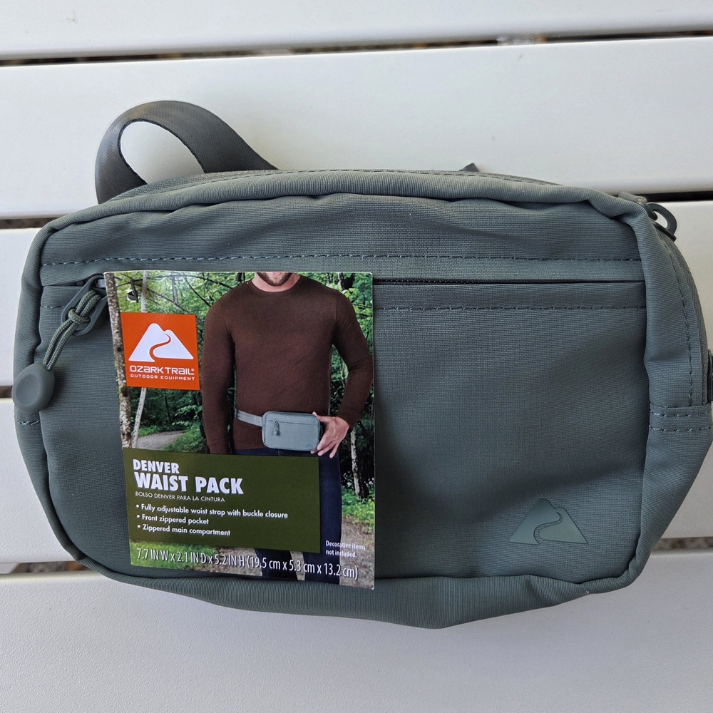 Ozark Trail Denver Waistpack, Sage Fanny pack, Polyester, Zipper, Adult NEW